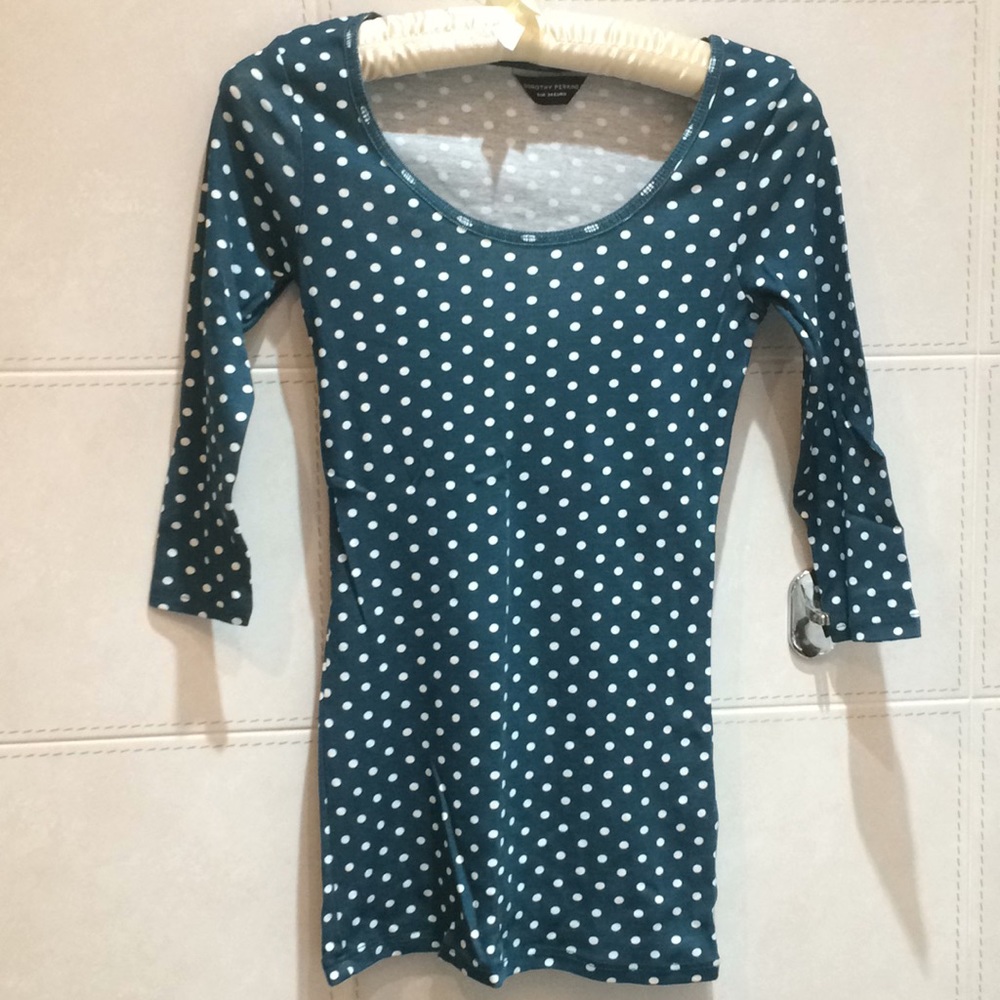 🐸 FREE W/PURCHS Teal Polka Dot Scoop Tee Top